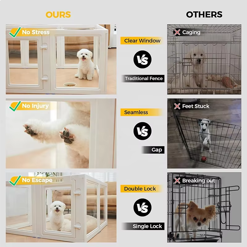 Clear Acrylic Plastic Pet Pen Easy-to-Assemble Dog Pet Kennel Cage for Puppy Cat Rabbit for Small Dogs for Indoor Use
